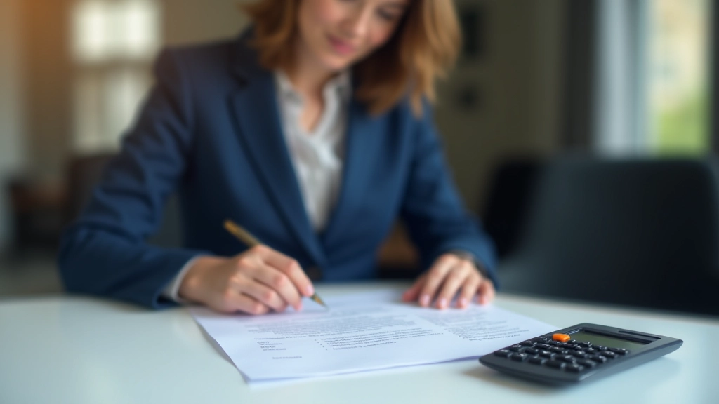 Arbeitnehmer überprüft Altersvorsorge-Vertrag am Schreibtisch mit Rechner und Dokumenten