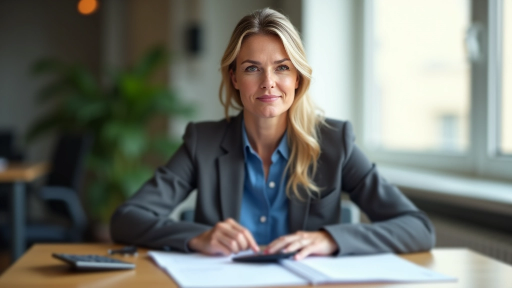 Person sitzt am Schreibtisch mit Dokumenten und Taschenrechner zur Altersvorsorgeplanung